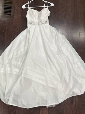 City Studio White Sparkle Wedding Dress with Lace Waist